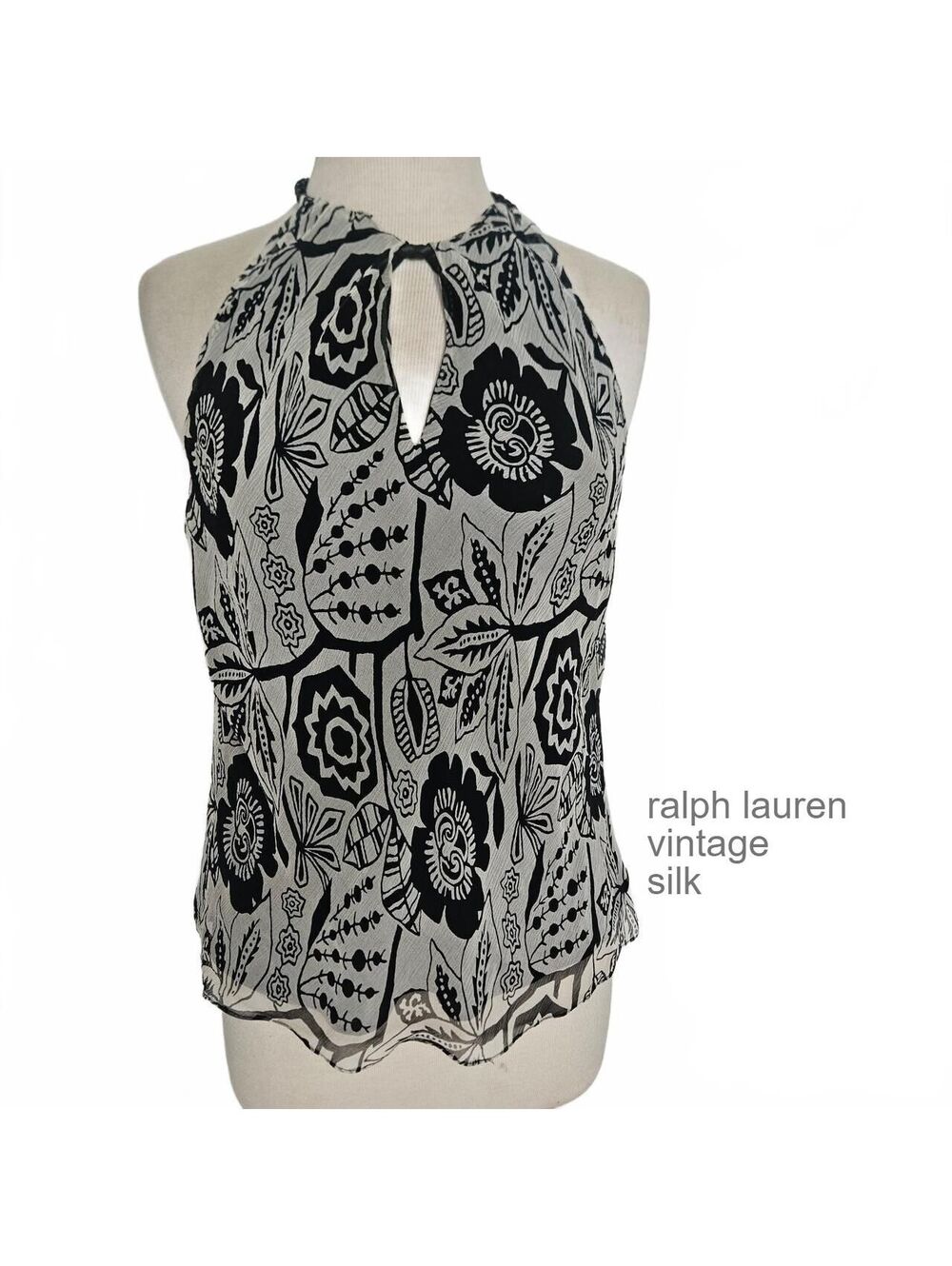 NWT deadstock Ralph Lauren Silk & Corded Leather Top 12